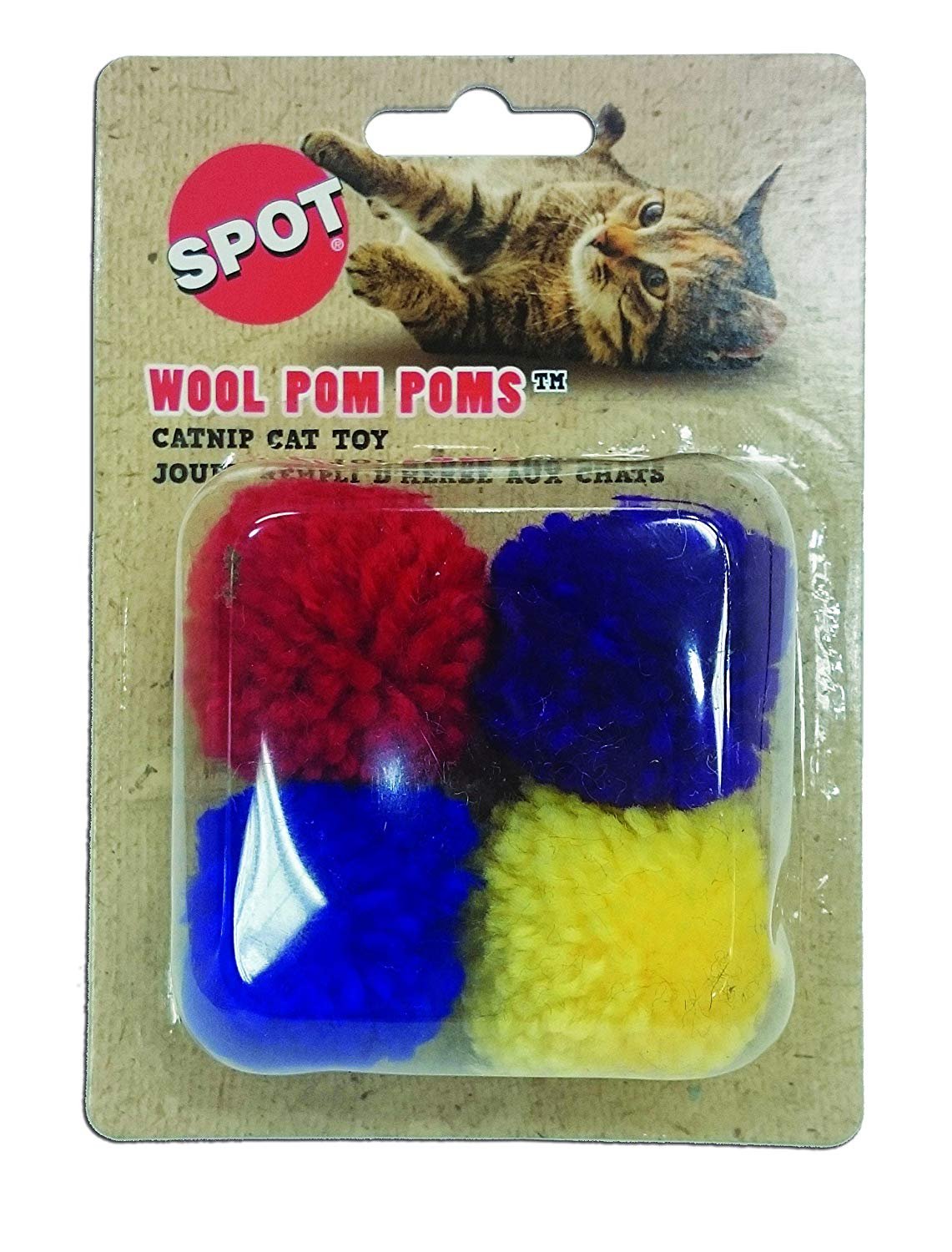 Ethical Products Spot Wool Pom Poms With Catnip 4 Pack, Ethical Pet