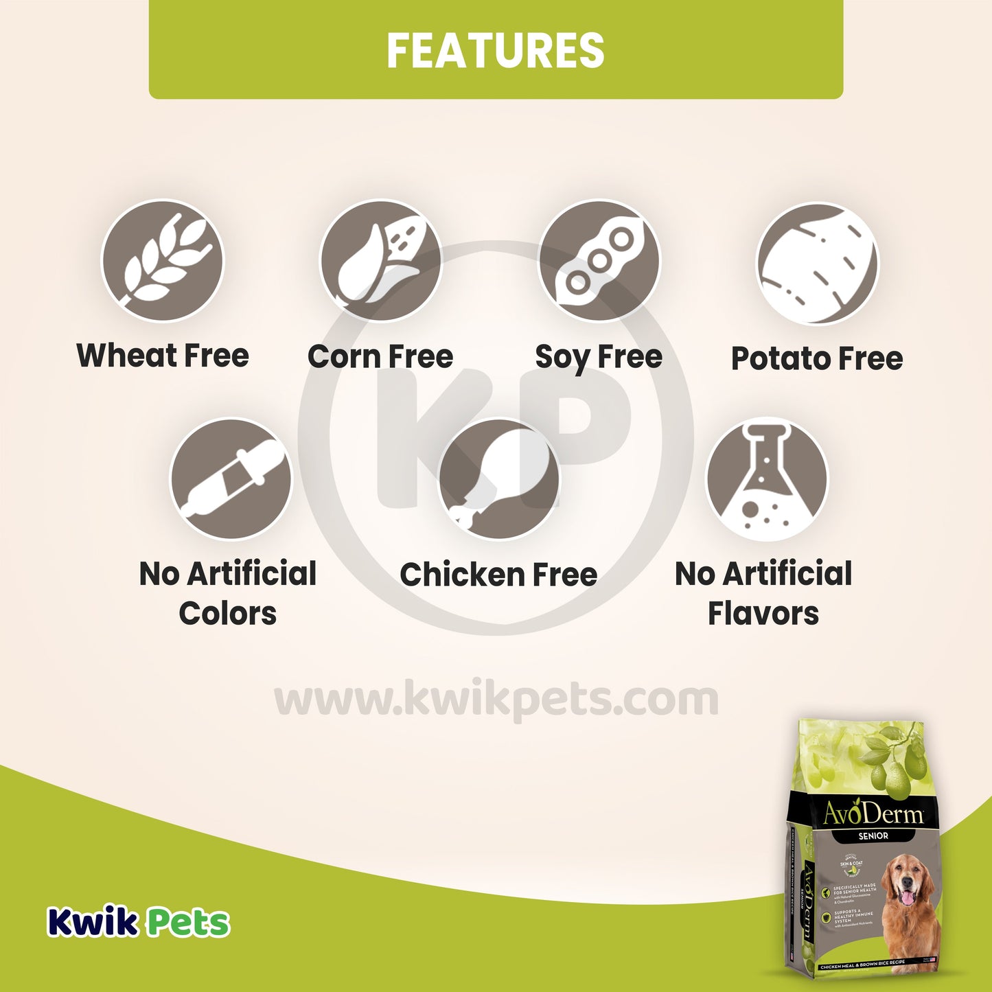 AvoDerm Natural Chicken Meal & Brown Rice - Senior Dry Dog Food 4.4 lb, AvoDerm