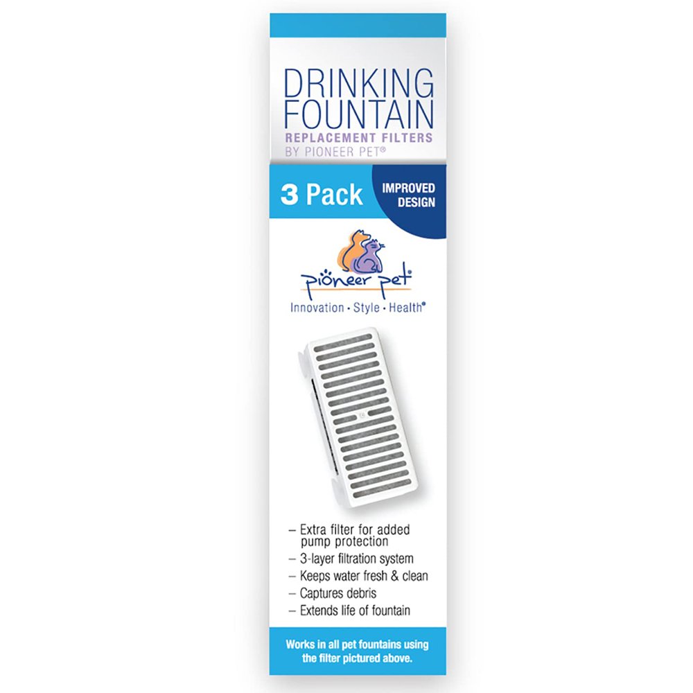 Pioneer Pet T-shaped Filter for Food & Water Station and Serene Fountain 3-Pack, Pioneer Pet