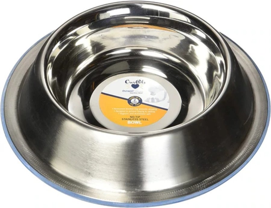 OurPets Premium Stainless Steel Non-Tip Dog Bowl, SM, OurPets