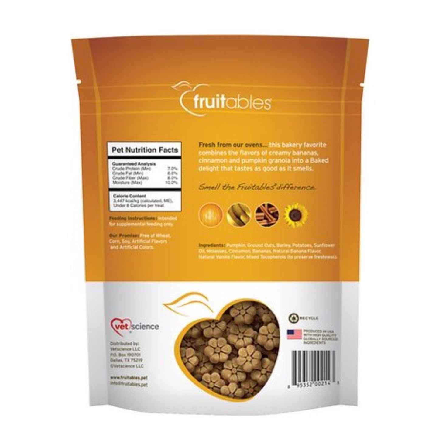 Fruitables Pumpkin & Banana Crunchy Baked Dog Treats 7-oz
