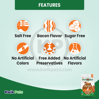 Nylabone Healthy Edibles All-Natural Long Lasting Bacon Flavor Chew Treats 12 Count, Medium/Wolf, Nylabone
