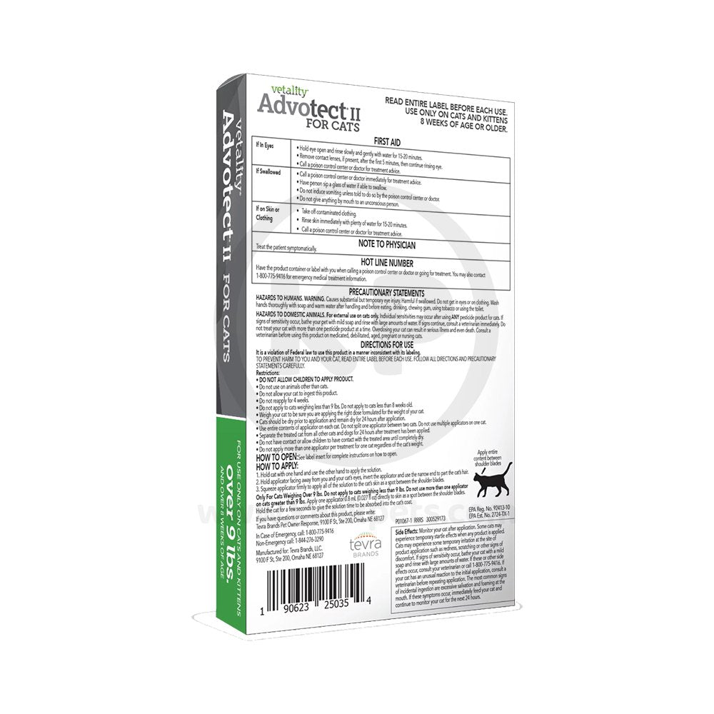 Details - Vetality Advotect II Cat Flea Treatment Over 9-lb