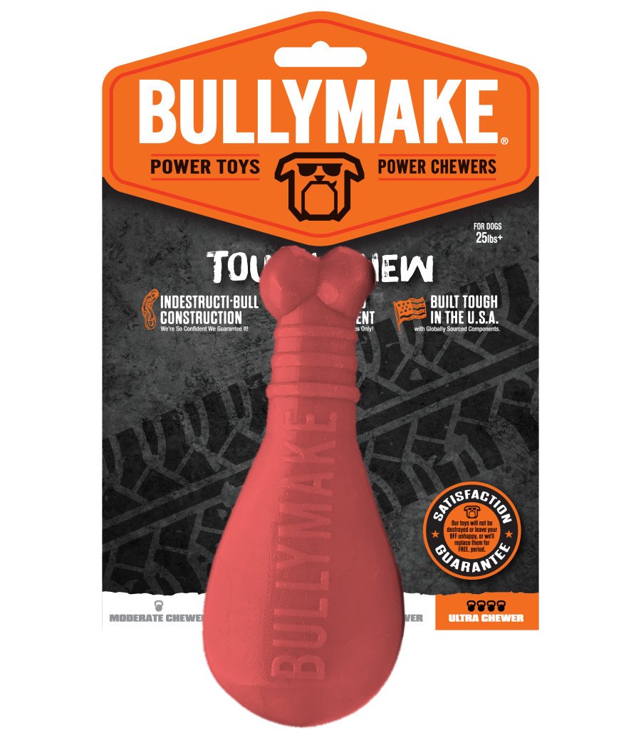 BullyMake Toss n' Treat Flavored Dog Chew Toy Turkey Leg, Turkey, One Size