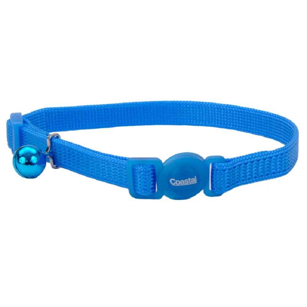 Safe Cat Adjustable Snag-Proof Nylon Breakaway Collar Blue Lagoon 3/8 In X 8-12 in, Coastal Pet