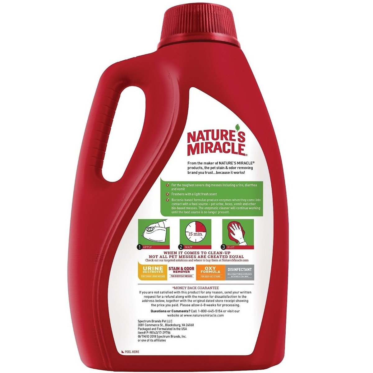 Nature's Miracle Advanced Dog Stain & Odor Remover Pour 128oz, Nature's Miracle