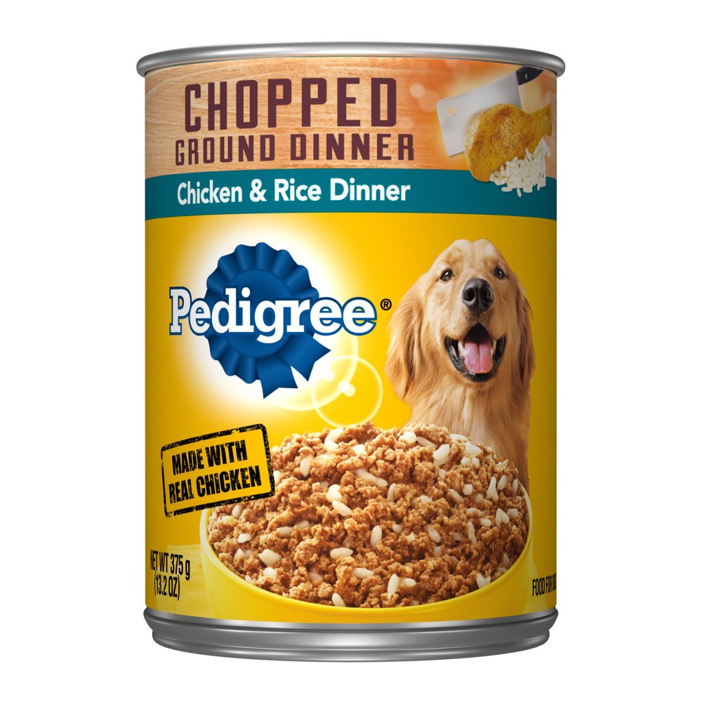 Pedigree Chopped Ground Dinner Adult Wet Dog Food Chicken & Rice, 13.2 oz, Pedigree