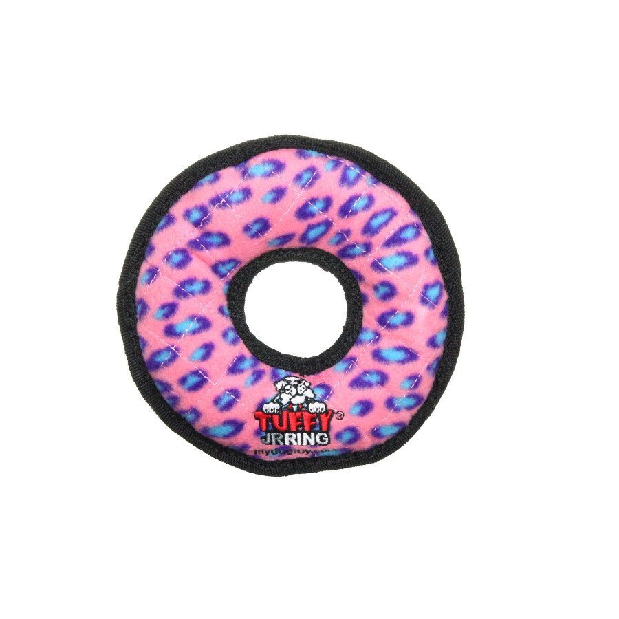 Tuffy Jr Ring Durable Dog Toy Pink Leopard, 7 in