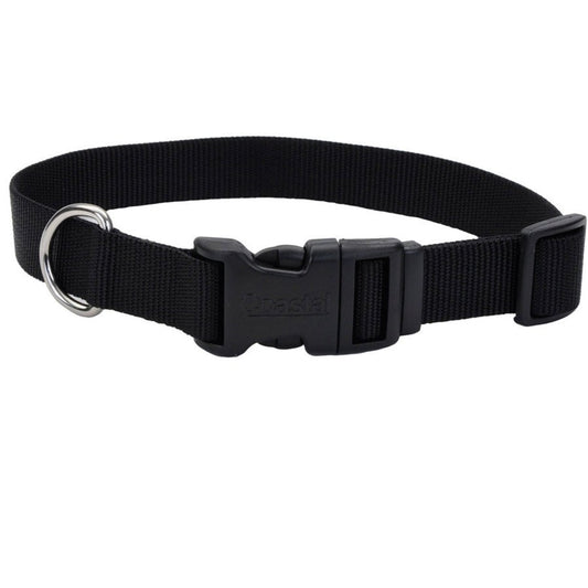 Coastal Adjustable Nylon Dog Collar with Plastic Buckle Black,1 in. X 18-26 in.
