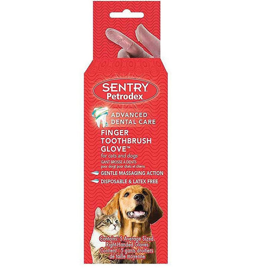 Sentry Petrodex Finger Glove Dog & Cat Toothbrush, 5 count, Sentry