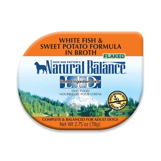 Natural Balance Pet Foods L.I.D. Tub Wet Dog Food White Fish & Sweet Potato in Broth, 2.75 oz, Natural Balance