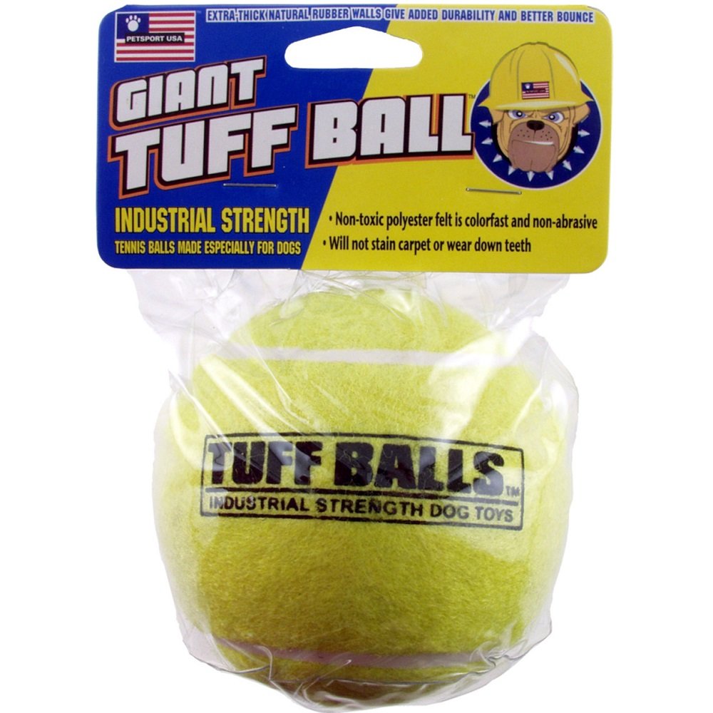 Petsport USA Tuff Ball Dog toy Yellow 4 in, Giant, Petsport