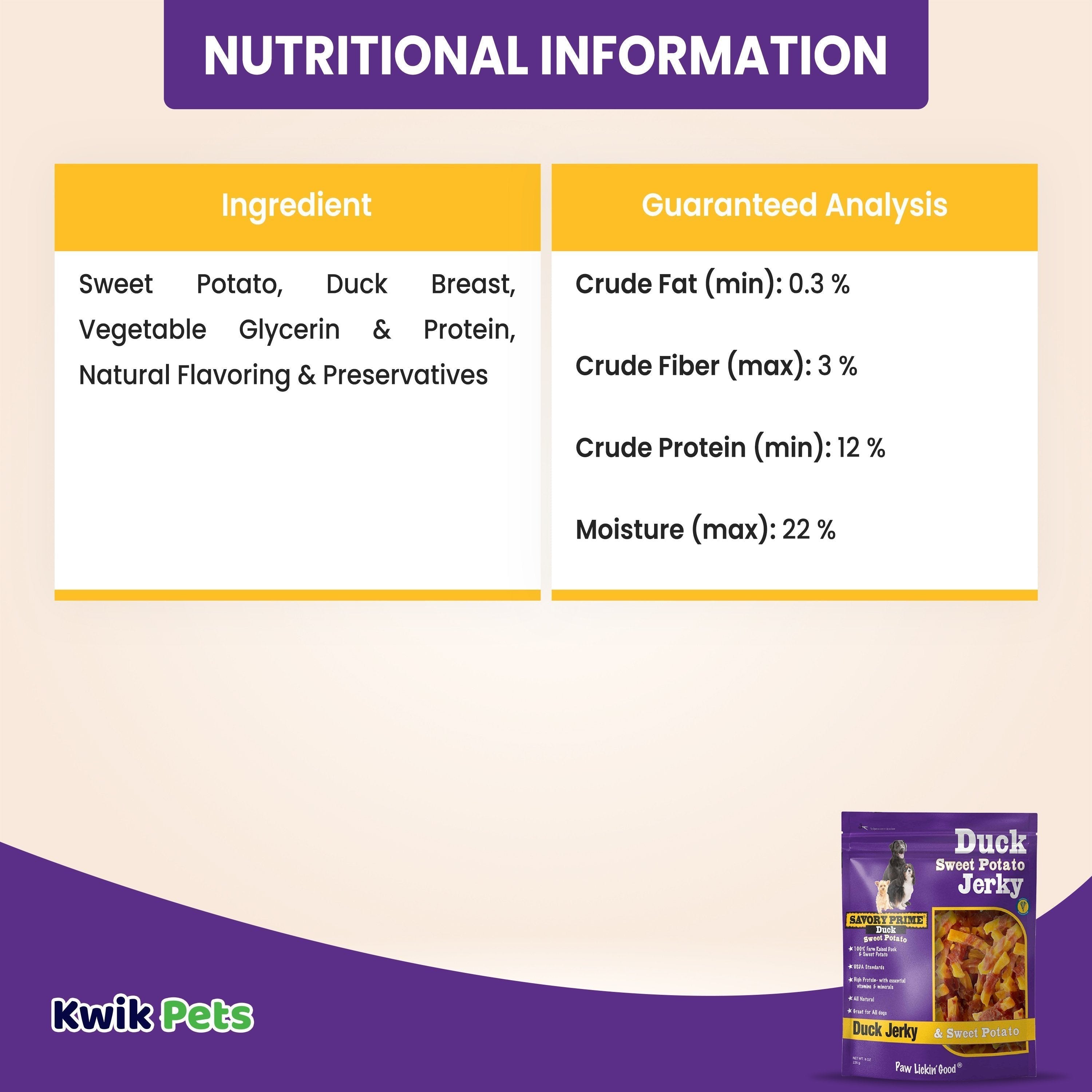 Nutritional-Information-Of-Savory-Prime-Natural-Sweet-Potato-&-Duck-Jerky-Dog-Treats-8-oz