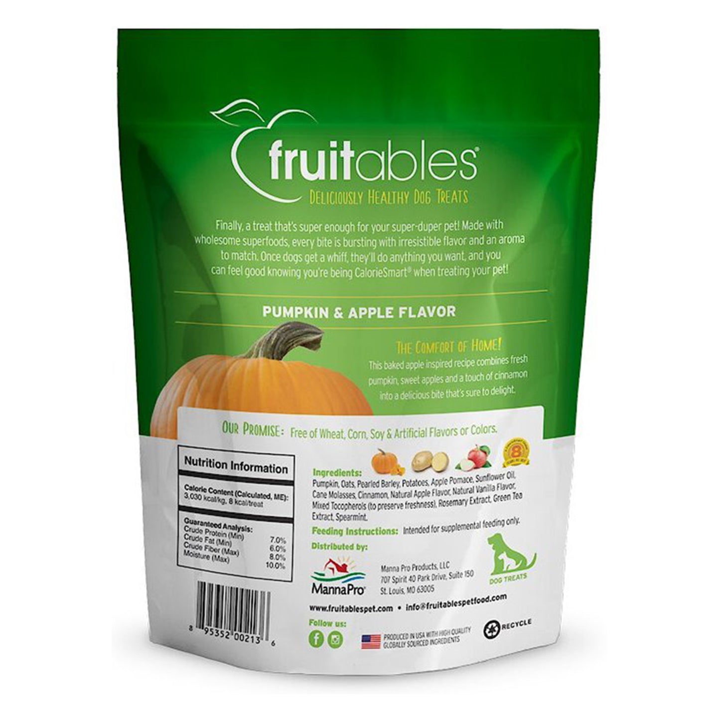 Fruitables Pumpkin & Apple Crunchy Baked Dog Treats 7-oz