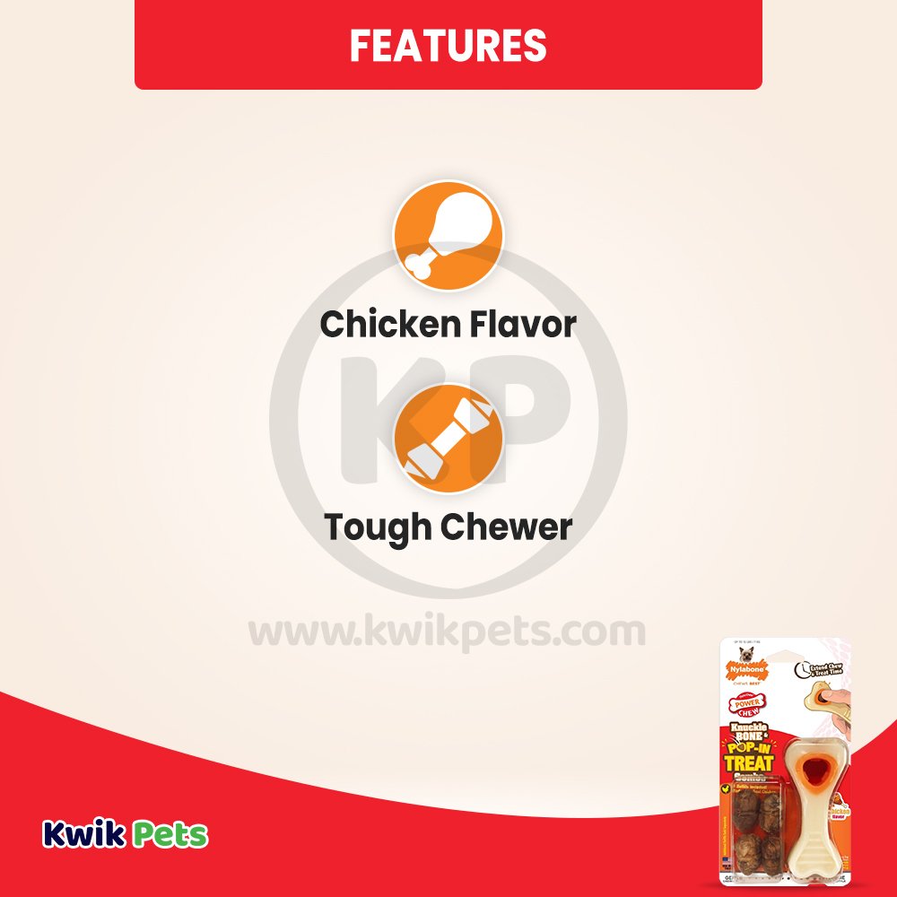 Nylabone Power Chew Knuckle Bone & Pop-In Treat Toy Combo Chicken  Pop-In, XS/Petite - Up To 15 lb, Nylabone