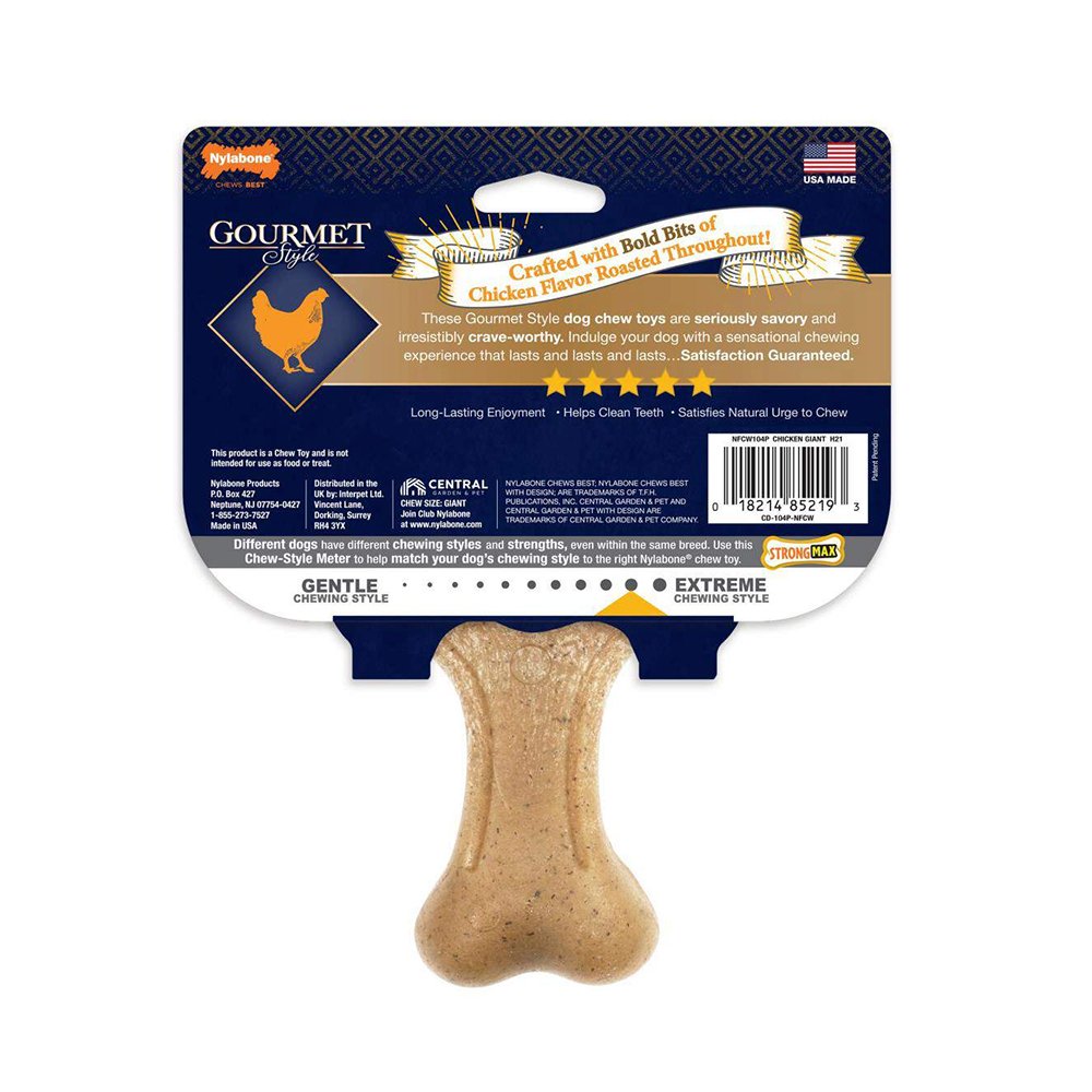 Nylabone Gourmet Style Strong Wishbone Dog Chew Toy Chicken, Large/Giant - Up To 50 lb, Nylabone
