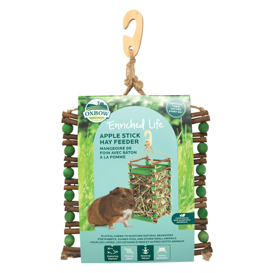 Oxbow Animal Health Enriched Life Apple Stick Hay Feeder Small Animal Toy Brown/Green, One Size