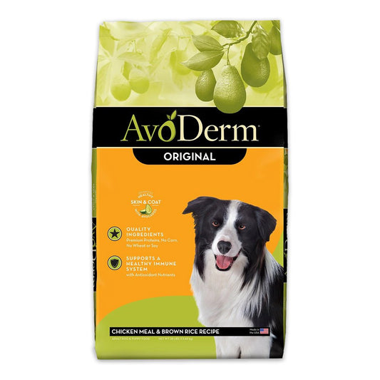 AvoDerm Natural Original Chicken Meal & Brown Rice Dry Dog Food, 30 lb, AvoDerm