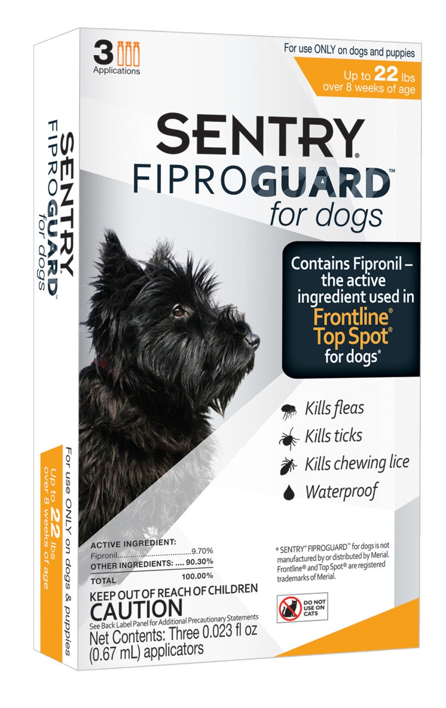SENTRY FiproGuard Dog Flea & Tick Squeeze-on 0.069 oz, 3 ct, Sentry
