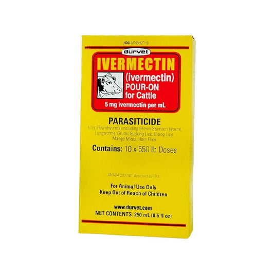 Durvet Ivermectin Pour-On Dewormer for Cattle - 250 ml, Durvet