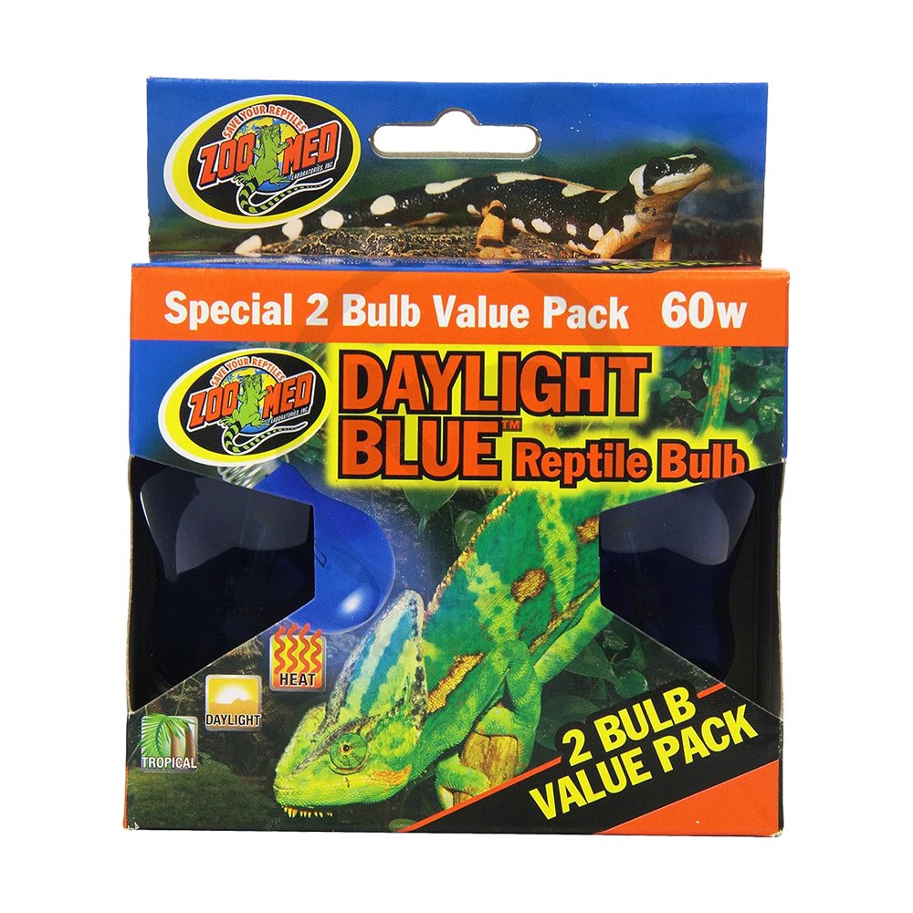 Zoo Med Daylight Blue Reptile Bulb 60 Watt 2 Pack