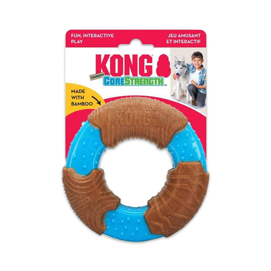 KONG CoreStrength Bamboo Ring Dog Toy Blue/Red, LG