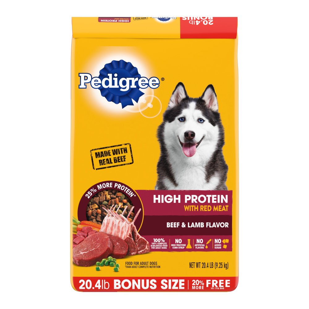 Pedigree High Protein Adult Dry Dog Food Beef & Lamb 20.4 lb, Pedigree