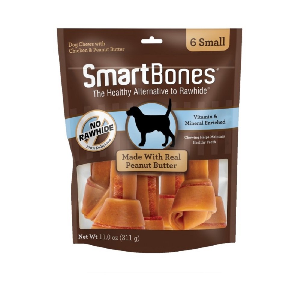 SmartBones Dog Treat Chews Peanut Butter, SM, 6 pk, SmartBones