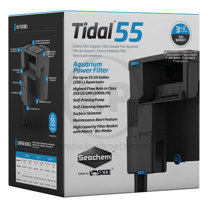 Seachem Laboratories Tidal 55 Power Filter Black 250 GPH, Seachem