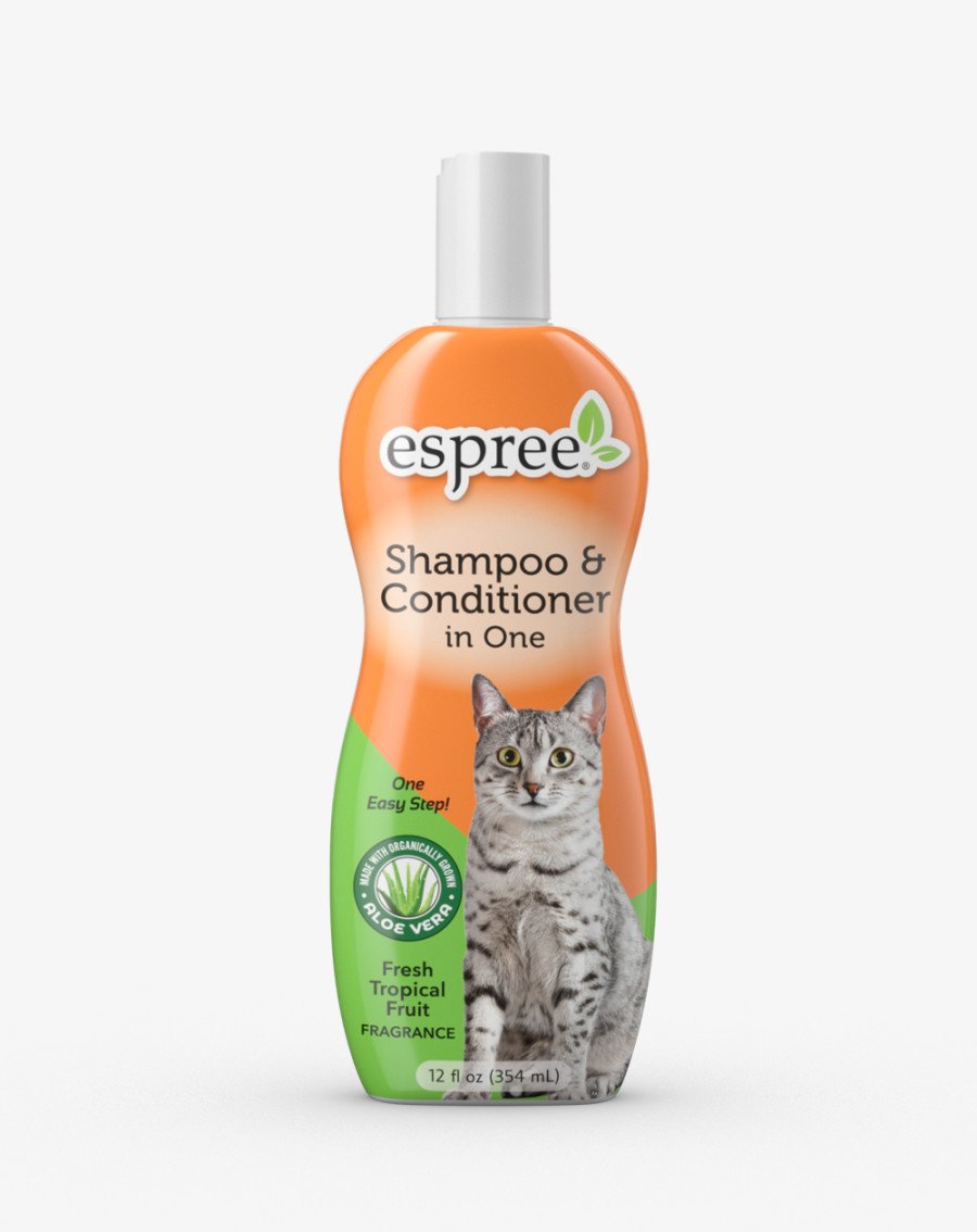 Espree Shampoo & Conditioner in One for Cats with Aloe Fresh Tropical Fruit, 12 oz