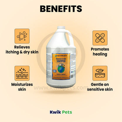 earthbath® Oatmeal & Aloe Shampoo, Vanilla & Almond, Helps Relieve Itchy Dry Skin, Made in USA, 128 oz, Earthbath