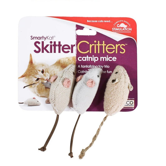 SmartyKat SkitterCritters Catnip Mice 3pk, SmartyKat