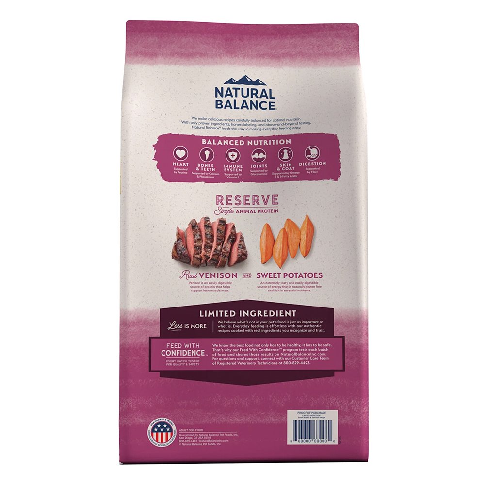 Natural Balance Pet Foods L.I.D. Adult Dry Dog Food Sweet Potato & Venison 22 lb, Natural Balance