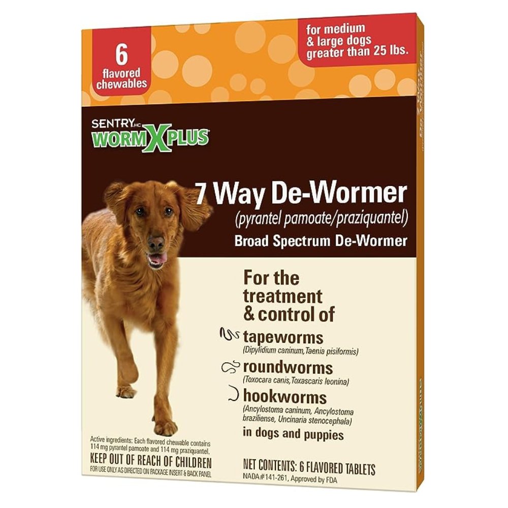 Sentry Worm X Plus 7 Way De-wormer For Large Dogs 6 Count, Sentry