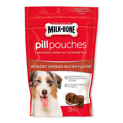 Milk-Bone Pill Pouches Dog Treats Hickory Smoked Bacon Flavor, 25 ct, 6-oz, Milk-Bone