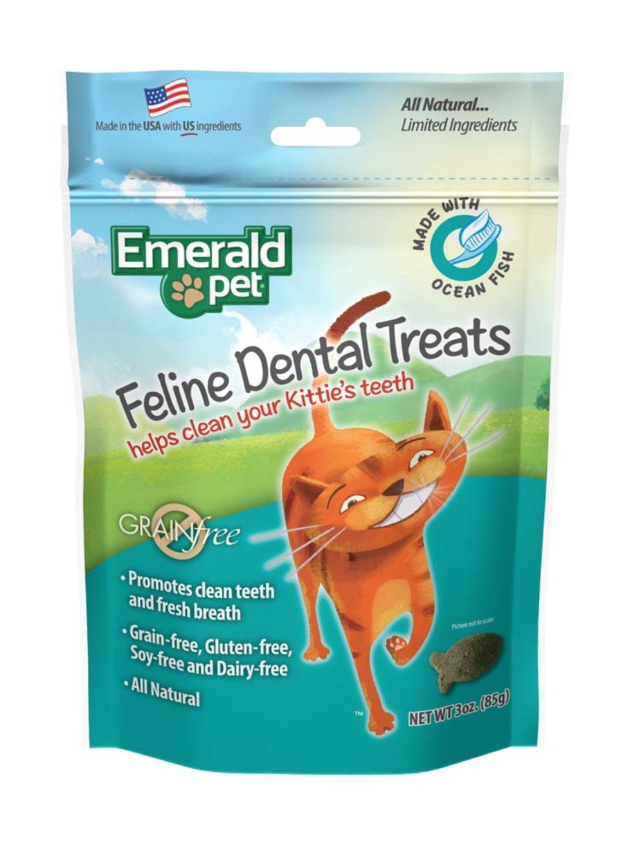 Emerald Pet Feline Dental Cat Treats Ocean Fish, 3 oz, Emerald Pet