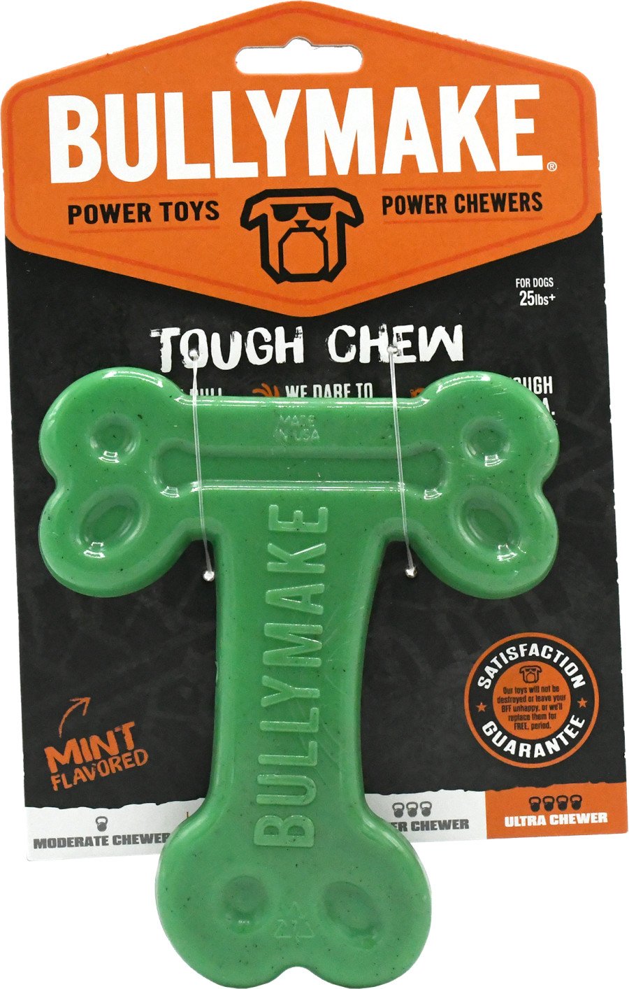 BullyMake Toss n' Treat Flavored Dog Chew Toy T-Bone, Mint, One Size