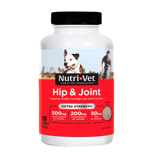 Nutri-Vet Hip & Joint Extra Strength Chewables for Dogs,  Liver, 120ct, Nutri-Vet