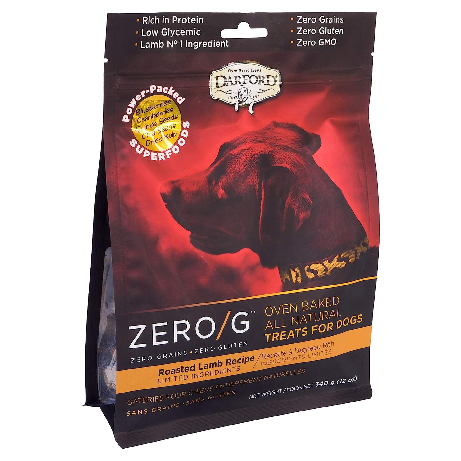Darford Zero/G MINIS Oven Baked Dog Treats Roasted Lamb Recipe Regular, Roasted Lamb Recipe, 12 oz, Darford