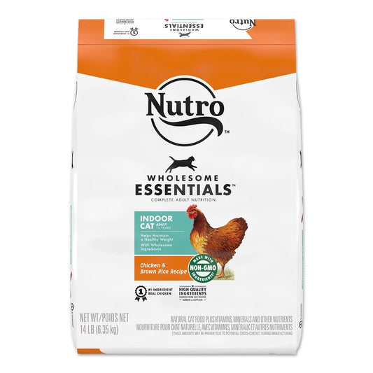 Nutro Products Wholesome Essentials Healthy Weight Indoor Adult Dry Cat Food Chicken & Brown Rice, 14-lb, Nutro