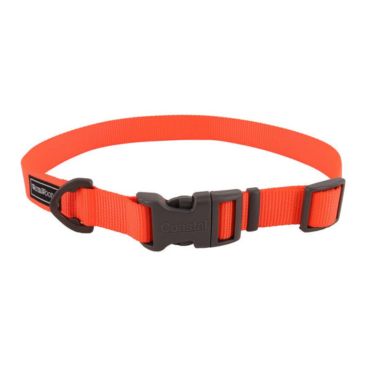 Coastal Water & Woods Adjustable Dog Collar Safety Orange ,14-20 in