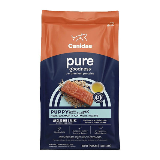CANIDAE PURE Puppy with Wholesome Grains Dry Dog Food Salmon & Oatmeal, 4-lb, Canidae