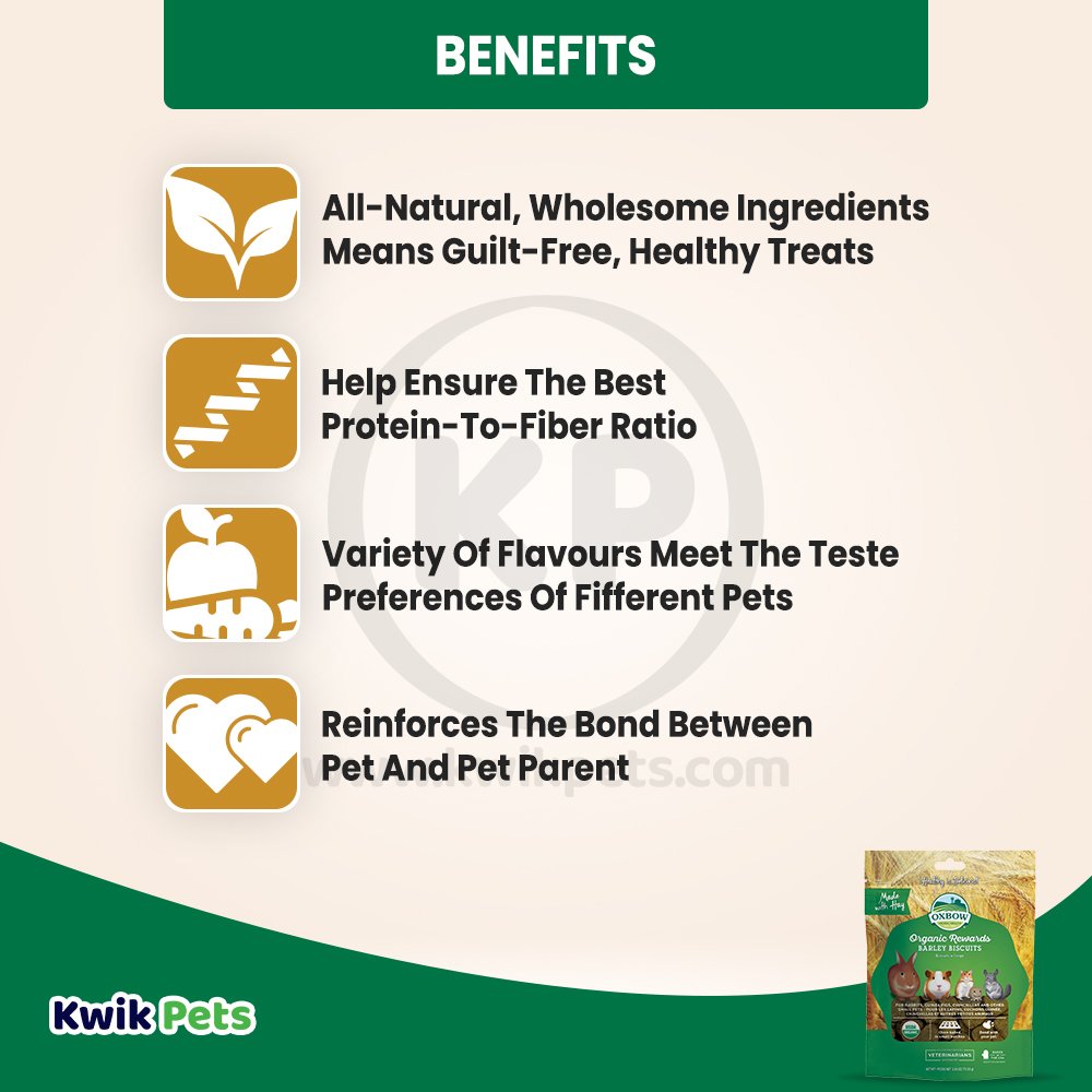 Oxbow Animal Health Organic Rewards Barley Biscuits Small Animal Treat, 2.65-oz