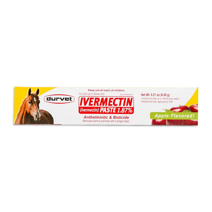 Ivermectin Paste Dewormer - 6.08g dose @ 1.87% Apple Flavor, Durvet