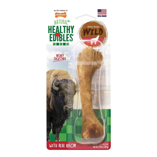Nylabone Healthy Edibles WILD Natural Long Lasting Bison Dog Chew Treats Bison, Large/Giant - Up To 50 lb, Nylabone