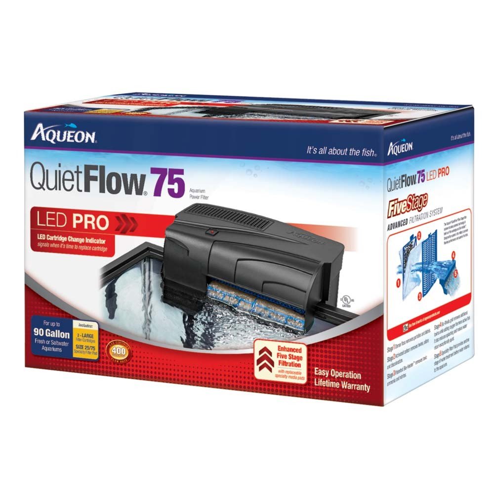 Aqueon QuietFlow 55/75 LED Pro Aquarium Power Filter up to 90gal, Aqueon