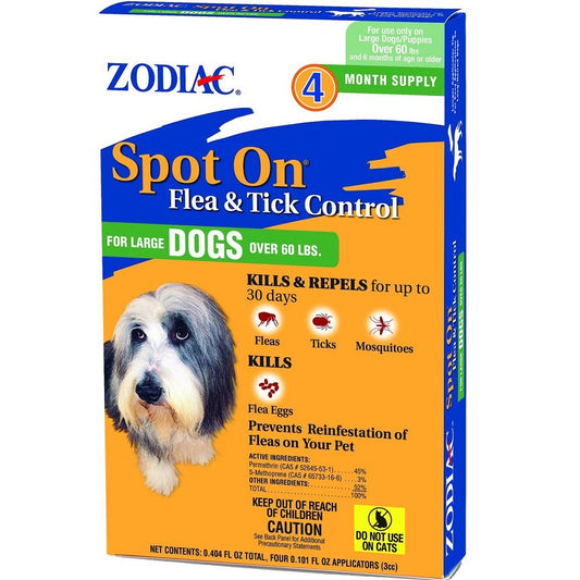 Zodiac Spot On Flea & Tick Control Large Dogs Over 60 lb, 4 pk, Zodiac