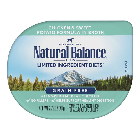 Natural Balance Pet Foods L.I.D. Tub Wet Dog Food Chicken & Sweet Potato in Broth, 2.75 oz, Natural Balance