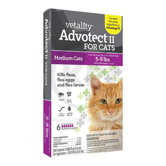 Vetality Advotect II Cat Flea Treatment Cats 5-9-lb, 6 Doses