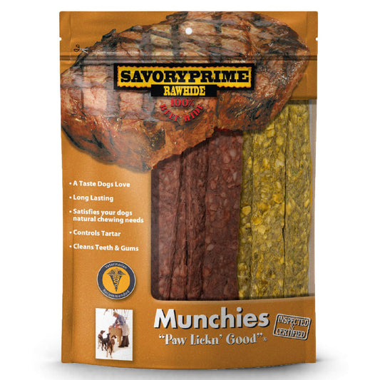 Savory Prime Munchie Strips Dog Treat Chicken & Beef, 5 in, 36 pk, Savory Prime